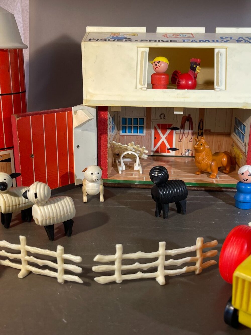 Vintage 1967 Fisher Price Little People Play Family Farm and Silo #915